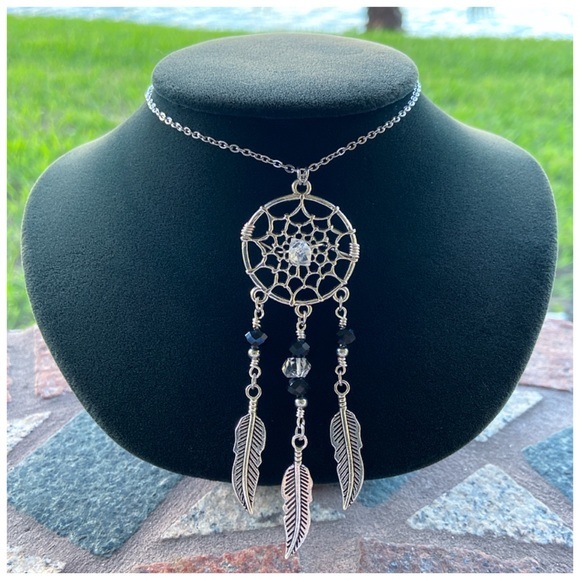 Herkimer diamonds black crystal dream catcher - Picture 3 of 11